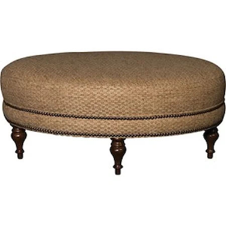 Traditional Oval Table Ottoman with Turned Legs